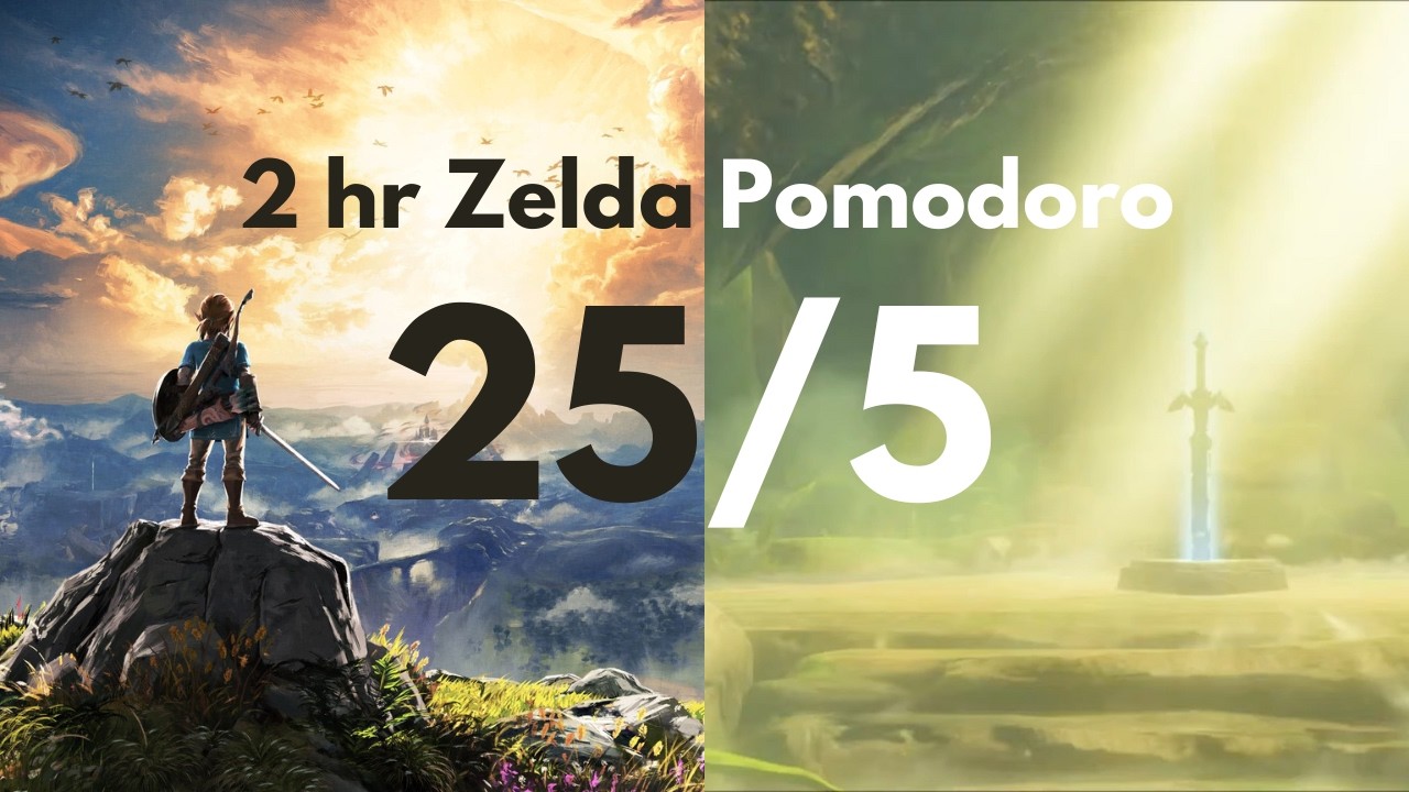 2 Hour Zelda Pomodoro Timer | 25/5 Work/Study | 4 Cycles with Game Music
