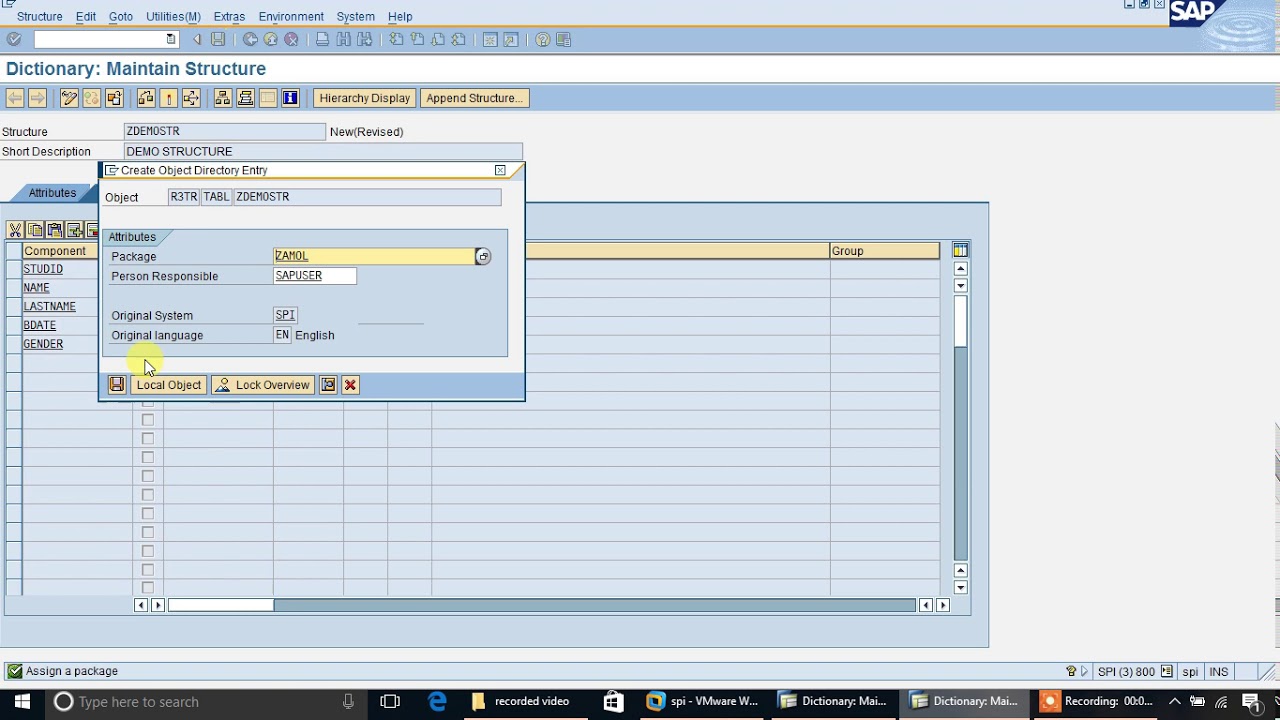 SAP ABAP: How to create structure in SAP Dictionary (SE11)