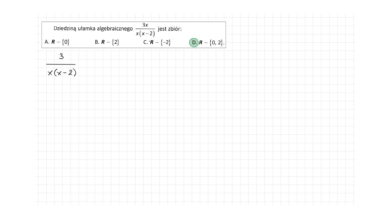 [1/s.37/ZR3OE] Dziedziną ułamka algebraicznego jest zbi&oacute;r: