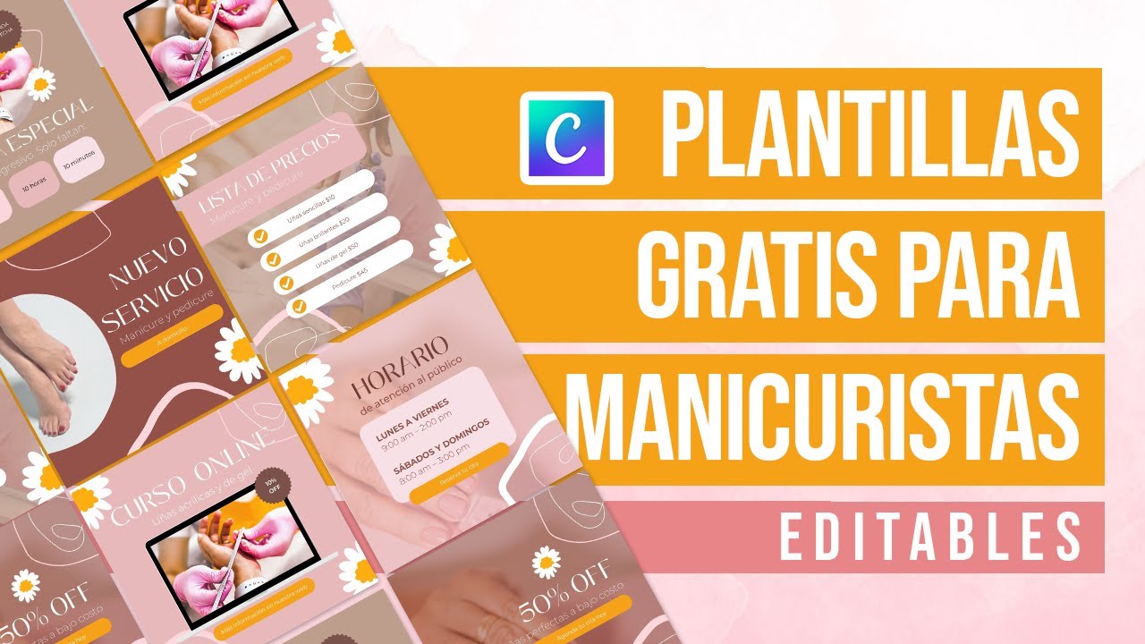 ⭐Descarga gratis plantillas en CANVA belleza o manicuristas
