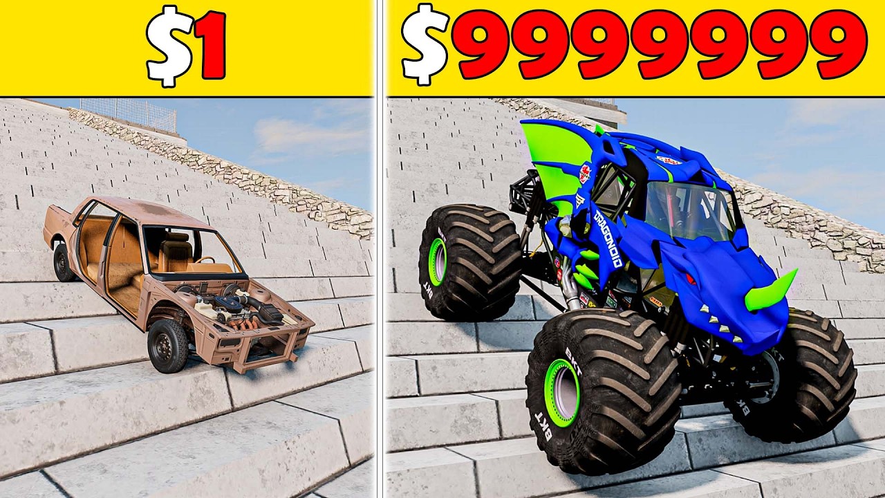 DownHill Challenge#7 Cars VS Stairs VS Roller Coaster Bridge | BeamNG.Drive