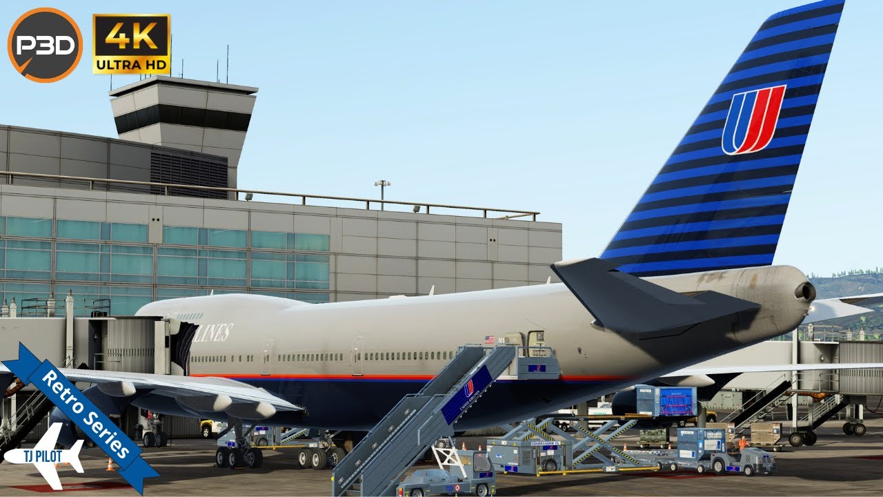 [P3D v5.4] PMDG 747-400 United Airlines | Sydney to San Francisco | Full Flight | 4K Ultra HD