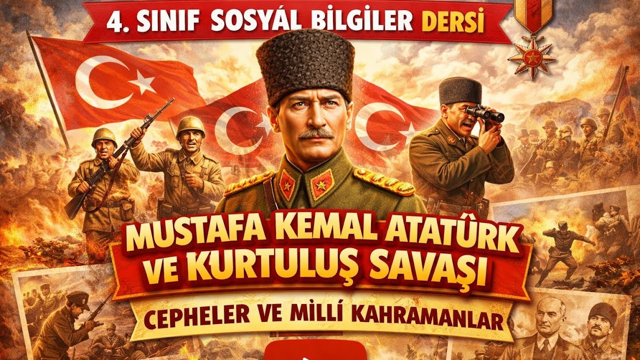 4.Sınıf Sosyal Bilgiler=Mustafa Kemal Paşa'nın Hayatı, Kurtuluş Savaşı, Cepheler, Milli Kahramanlar