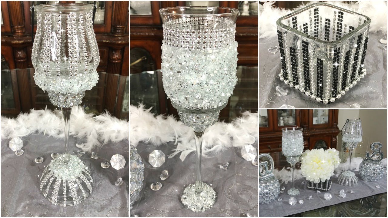 DIY GLAM DOLLAR TREE CANDLE HOLDERS & VASE | QUICK EASY AND INEXPENSIVE HOME DECOR IDEAS