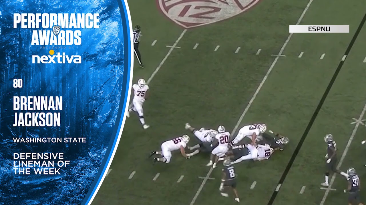 WSU Football: Brennan Jackson wins Pac-12 Defensive Lineman of the Week again!  10/18/21