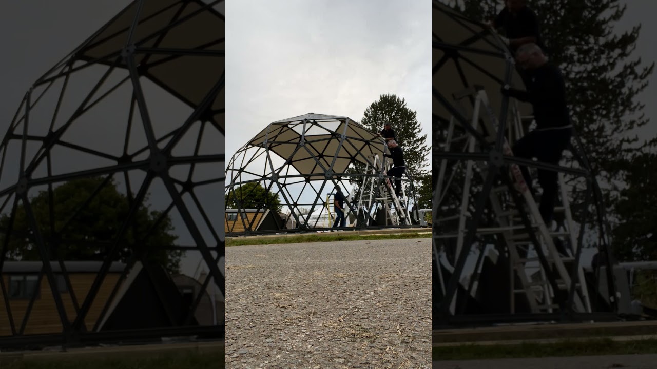 Adding Panels To The 22' Terra Ekodome Frame #Ekodome #GeodesicDomeKit #GeodesicDome