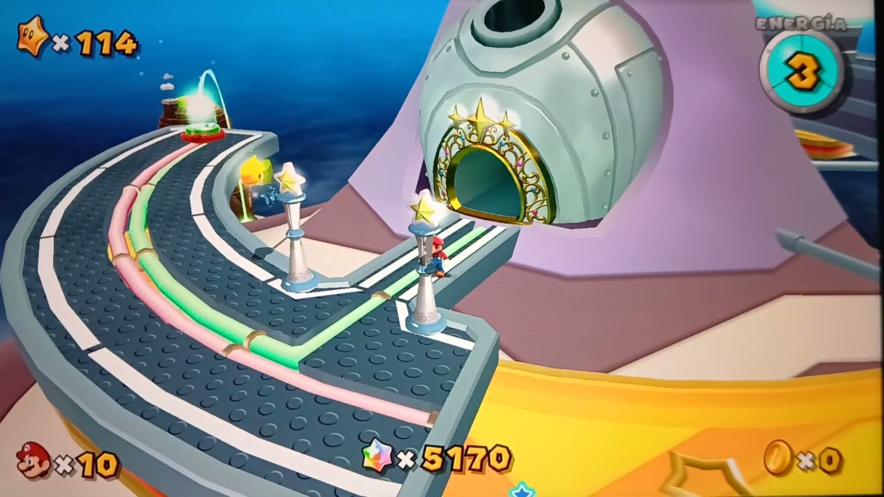Jugando al Súper Mario Galaxy 1 Gameplay Monedas Púrpura sobre Luigi + Volcan 