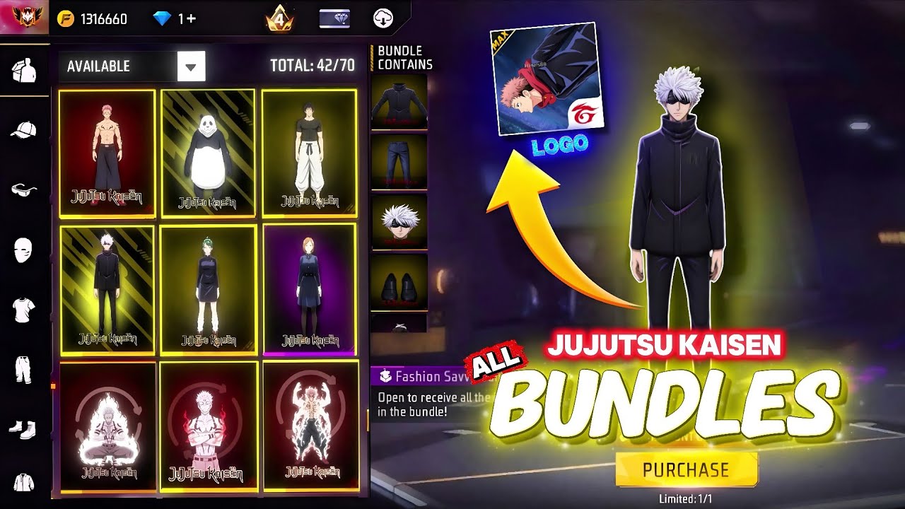 Free Fire x Jujutsu kaisen Bundles Are Here 🔥| Full Showcase 🤩 BUNDLES, EMOTES, Sukuna Look Changer