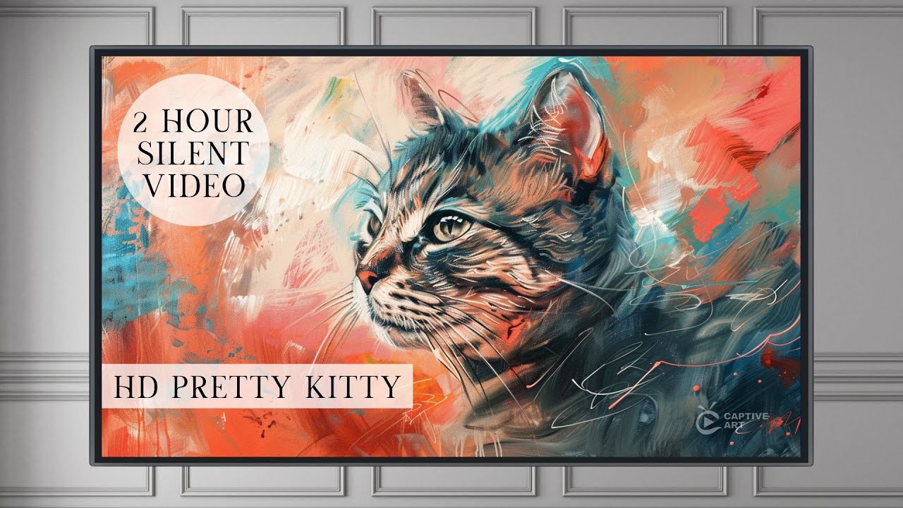 HD Pretty Kitty TV Art Screensaver - 2 Hour Silent Video
