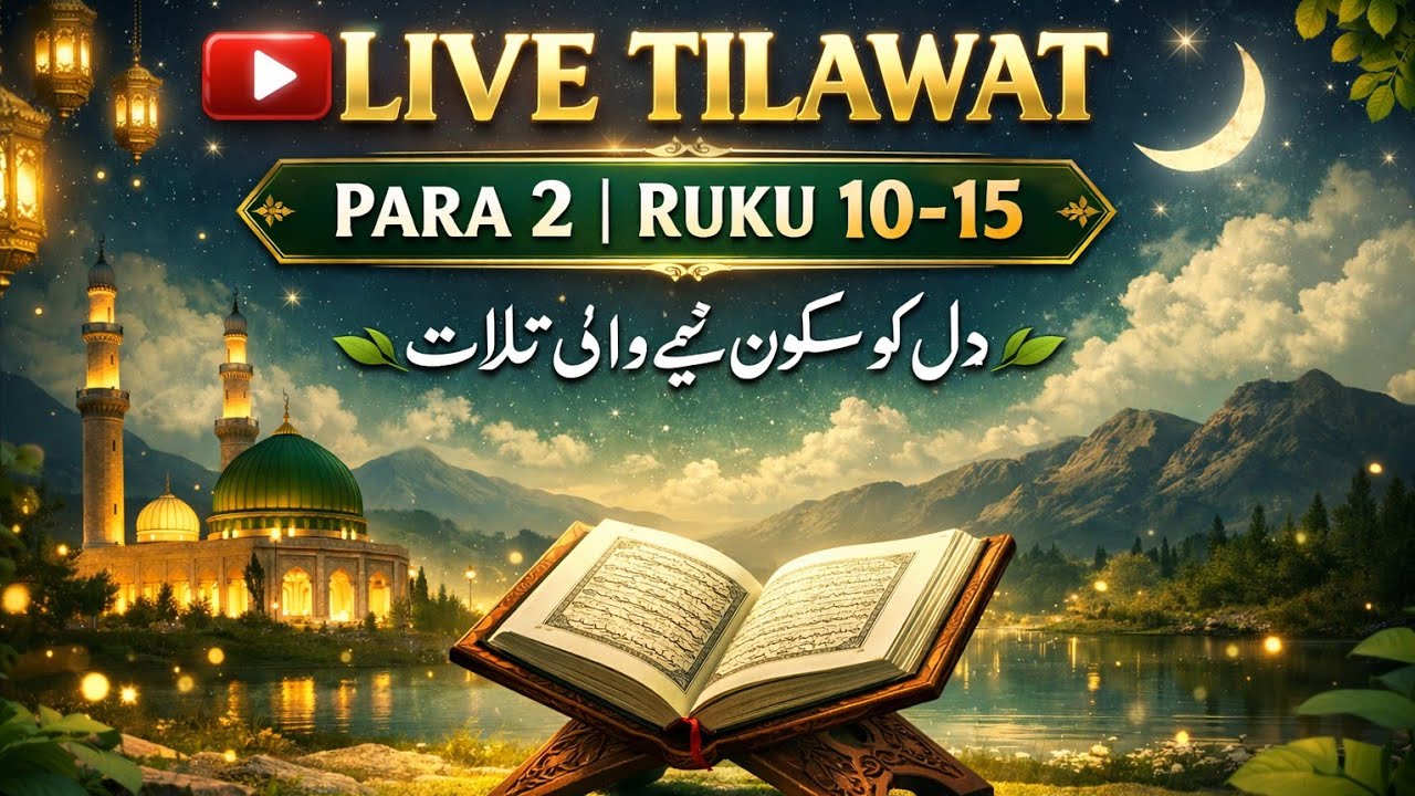 Live Quran Recitation | Para 2 Ruku 10-15 | پرسکون اور روح پرور آواز