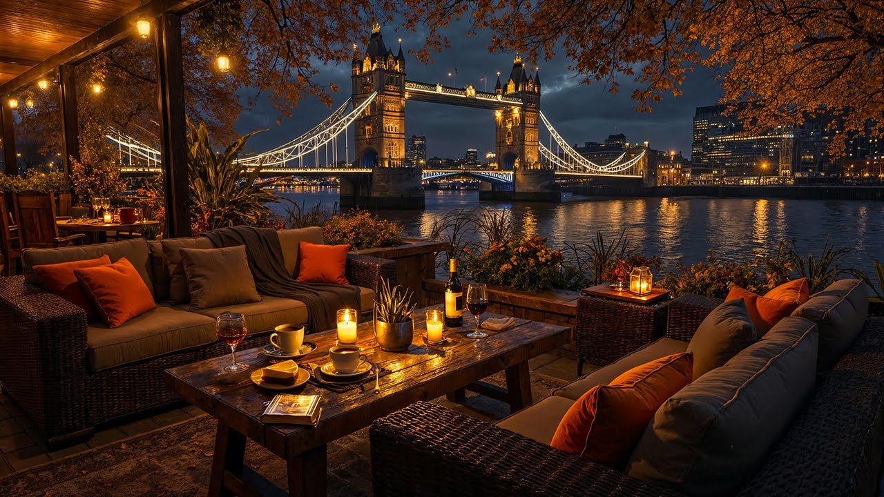 Autumn Night Jazz at London Coffee Shop 🍂 Smooth Jazz Music for Study, Work & Relaxing