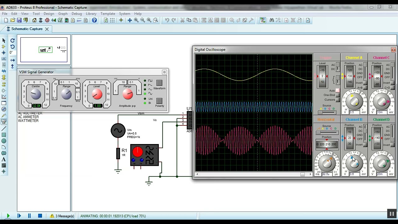 DSB-SC AM Generation with AD633 Analog Multiplier IC