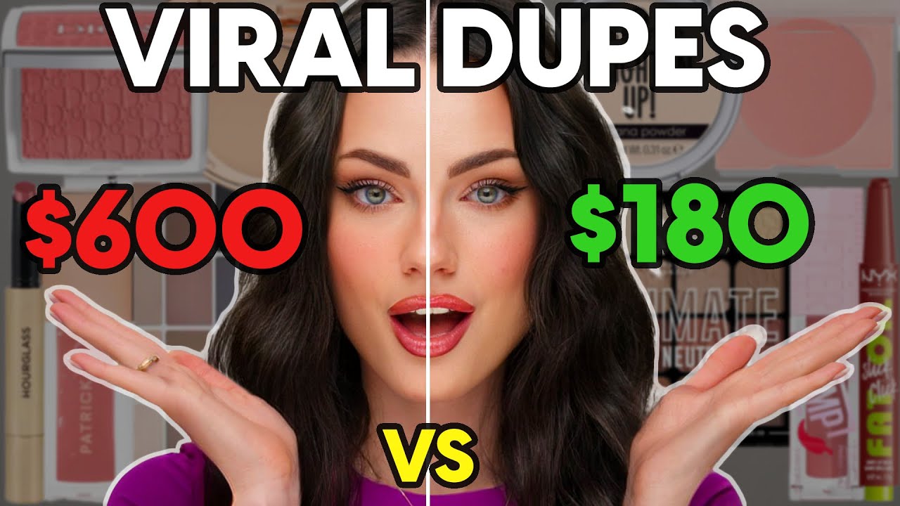 HIGH END MAKEUP VS DRUGSTORE DUPES! Can you tell the difference? 🤔