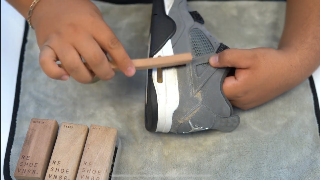 ASMR | How To Clean Suede Shoes/Air Jordan 4 Sneaker Cleaning (No Talking, Scrubbing, Very Relaxing)