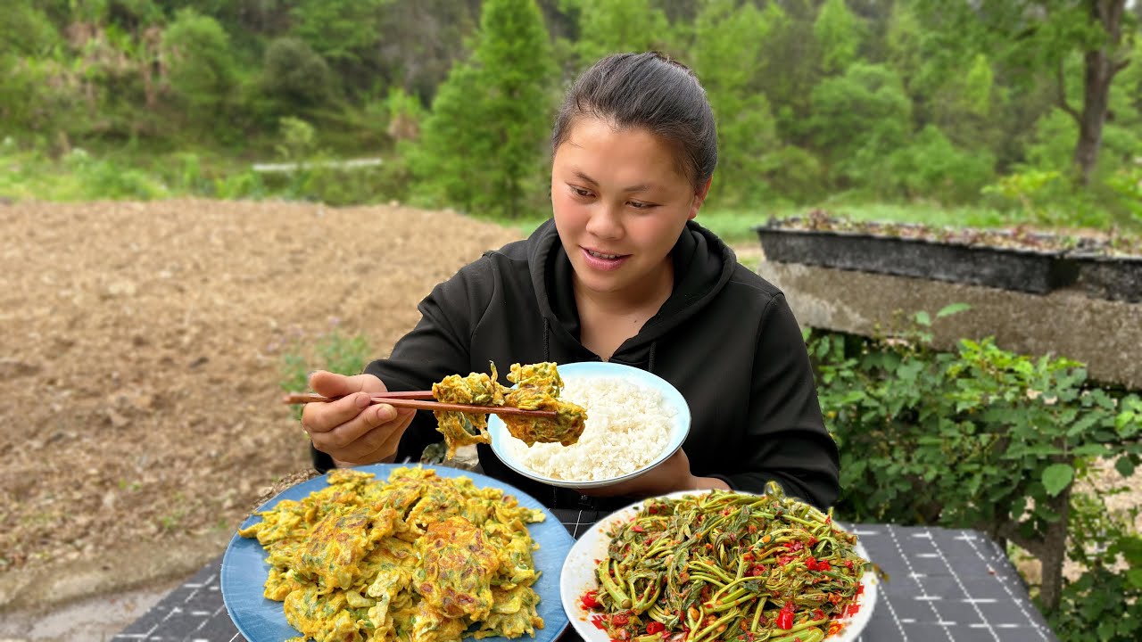 今天摘了很多槐花和春芽做一餐好吃的 Today picked a lot of wildflowers to make a delicious meal