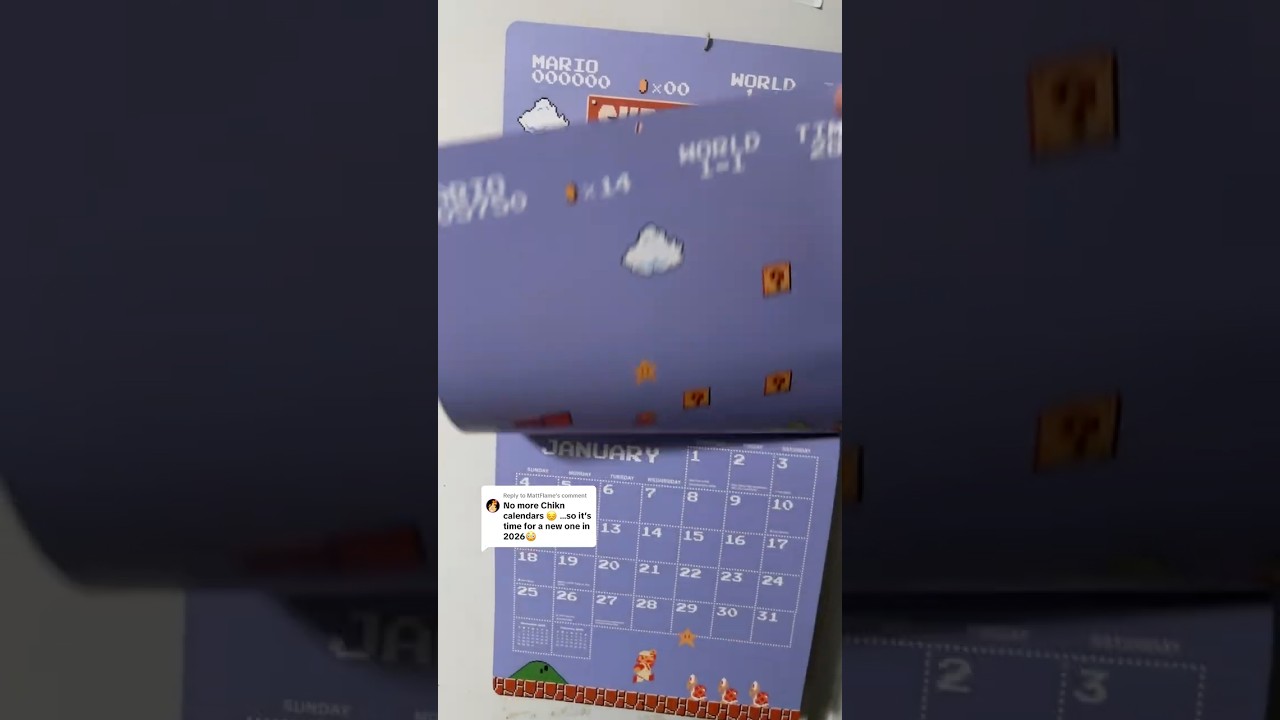 ☁️ January 2026 with Super Mario 🎮 (and goodbye to Chikn Nuggit calendar 😞)