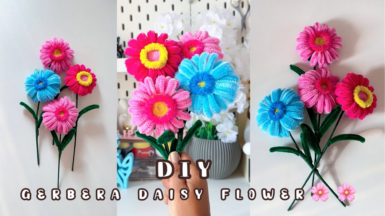 🌸Поделки из проволоки для чистки трубок в виде цветов🌸Сделайте свои собственные простые герберы и...