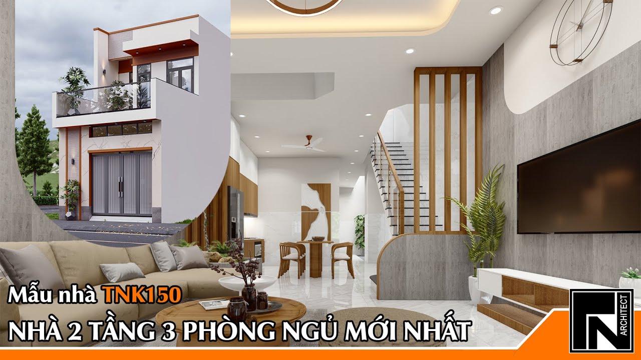 TNK150 - Thiết kế nhà 2 tầng 5x20 mét với 3 Phòng ngủ cho anh Bộ tại Thái Nguyên