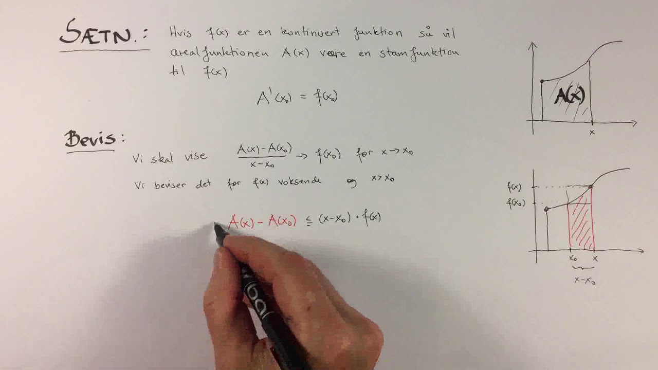 Arealfunktionen er en stamfunktion til f(x)