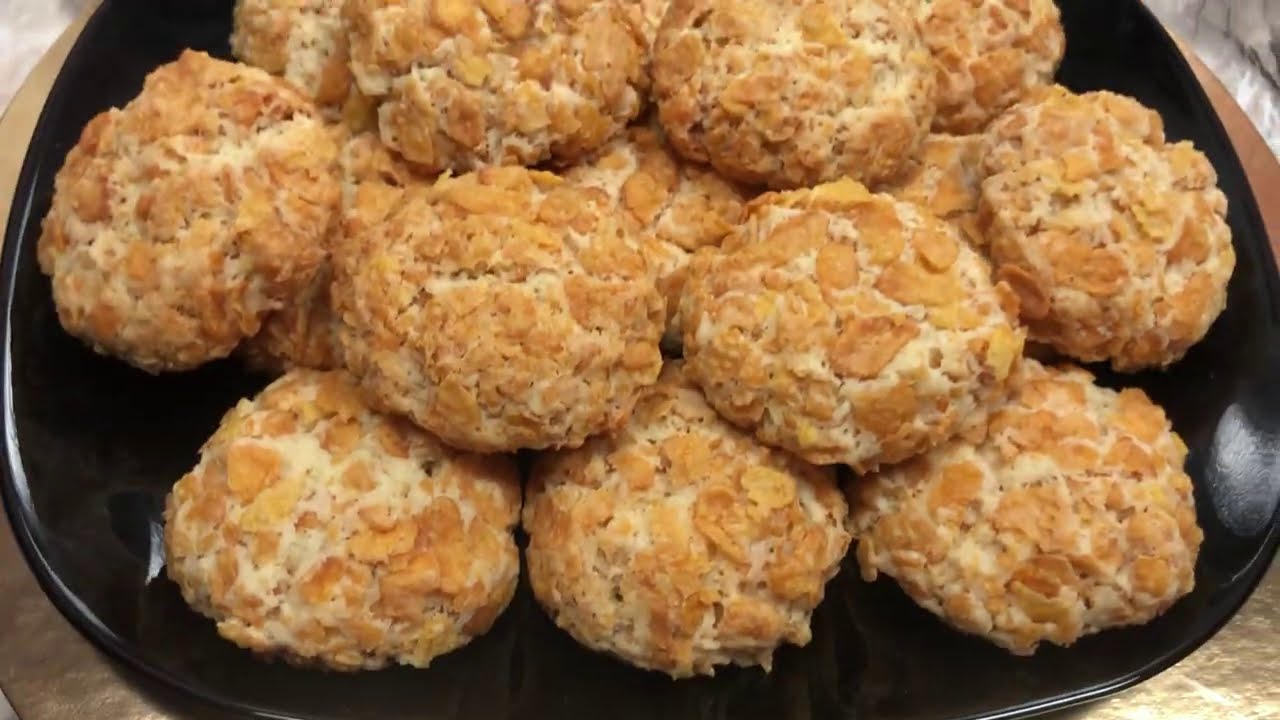 طريقة تحضير كوكيز الكورن فليكس / Easy corn flakes cookies recipe / Cookies aux corn flakes