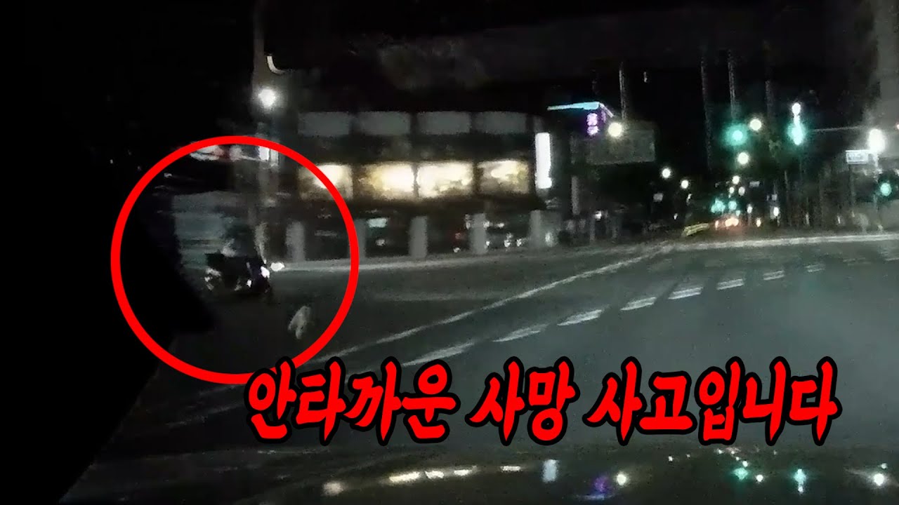 20875회. 과속 직진하던 블박차와, 교차로 왼쪽에서 신호 위반한 오토바이의 사고, 안타깝게도 오토바이 운전자는 사망