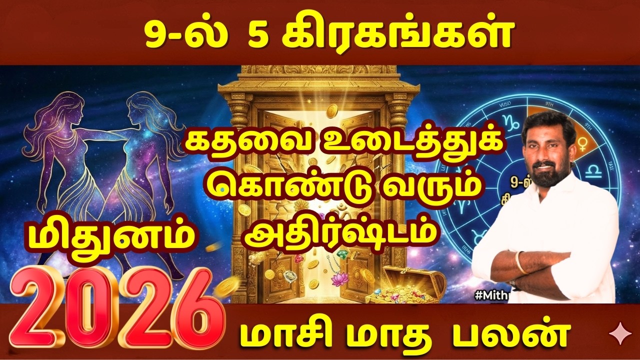 மிதுனம்: கதவை உடைத்துக் கொண்டு வரும் அதிர்ஷ்டம்! 9-ல் 5 கிரகங்கள் 2026 மாசி பலன்#Mithunam#RasiPalan