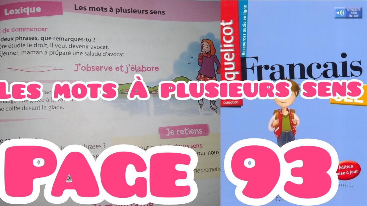 les mots À plusieurs sens, page 93, lexique, Coquelicot CE2 français, Unité 8