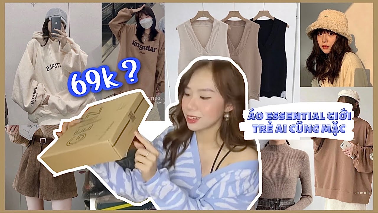 SHOPEE HAUL TOÀN ĐỒ MÀU BE/KEM/NÂU 🤌🏾 Mua thử áo Essential hot trên mạng, áo len, gile, sweater