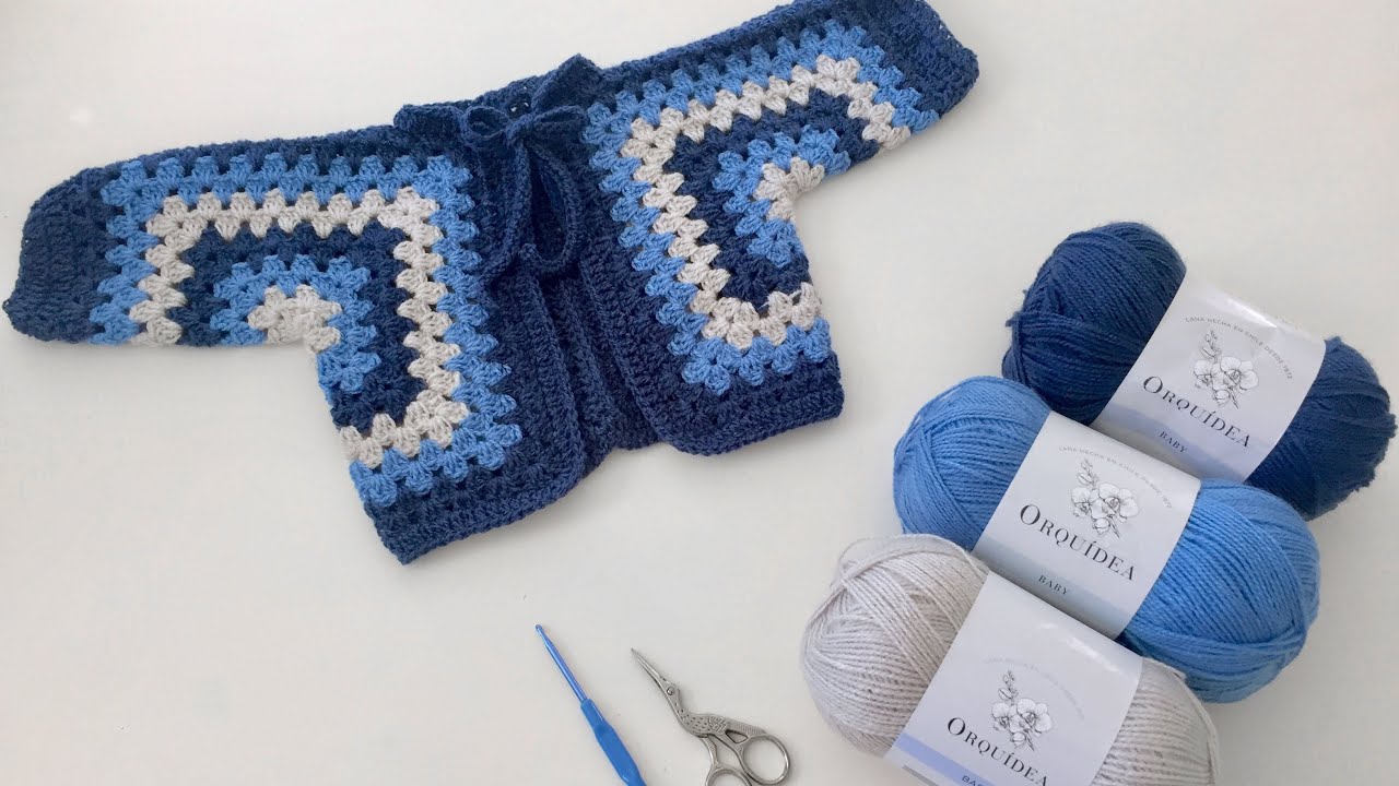 SWEATER DE BEBE TIPO GRANNY TEJIDO A CROCHET