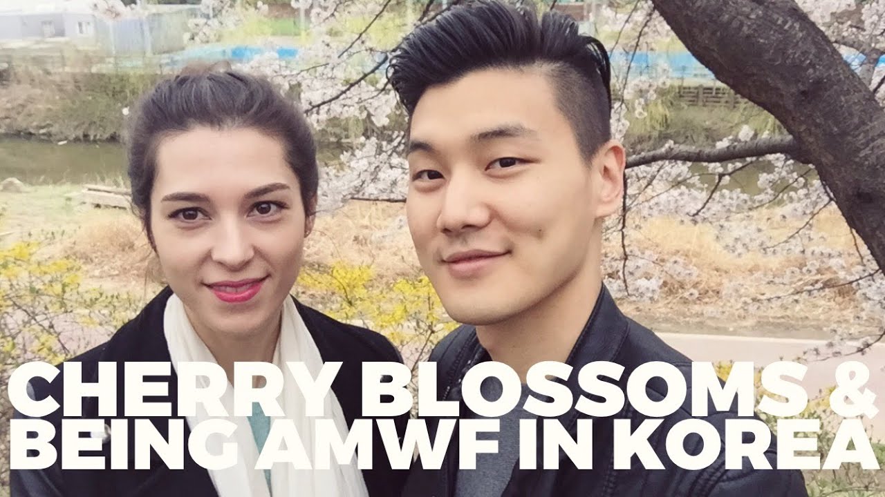 Cherry Blossoms | Styling Hair & Being AMWF in Korea 벚꽃 & 한국에서의 백인여자와 한국남자 (자막 CC)