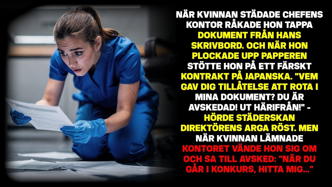 Städerskan råkade välta papper från chefens bord. När hon plockade upp dem såg hon plötsligt...