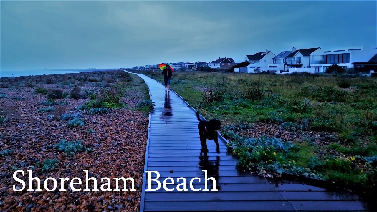 A noisy, windy, rainy walk along Shoreham Beach