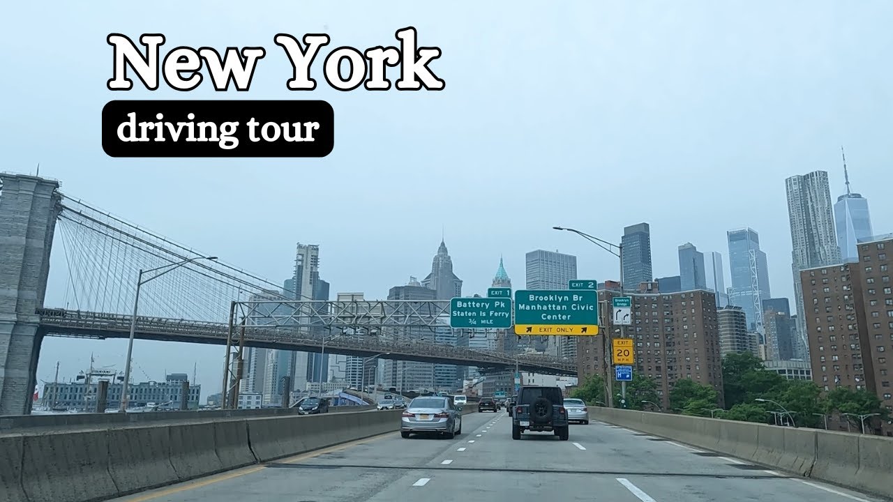 New York | Driving from Upper Manhattan to Brooklyn. FDR Drive. Brooklyn Bridge.