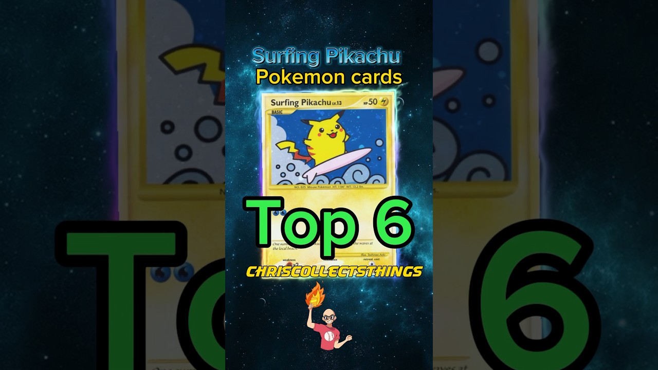 Top 6 Pok&eacute;mon SURFING Pikachu cards 🏄&zwj;♂️ #shorts #top10  #pikachu