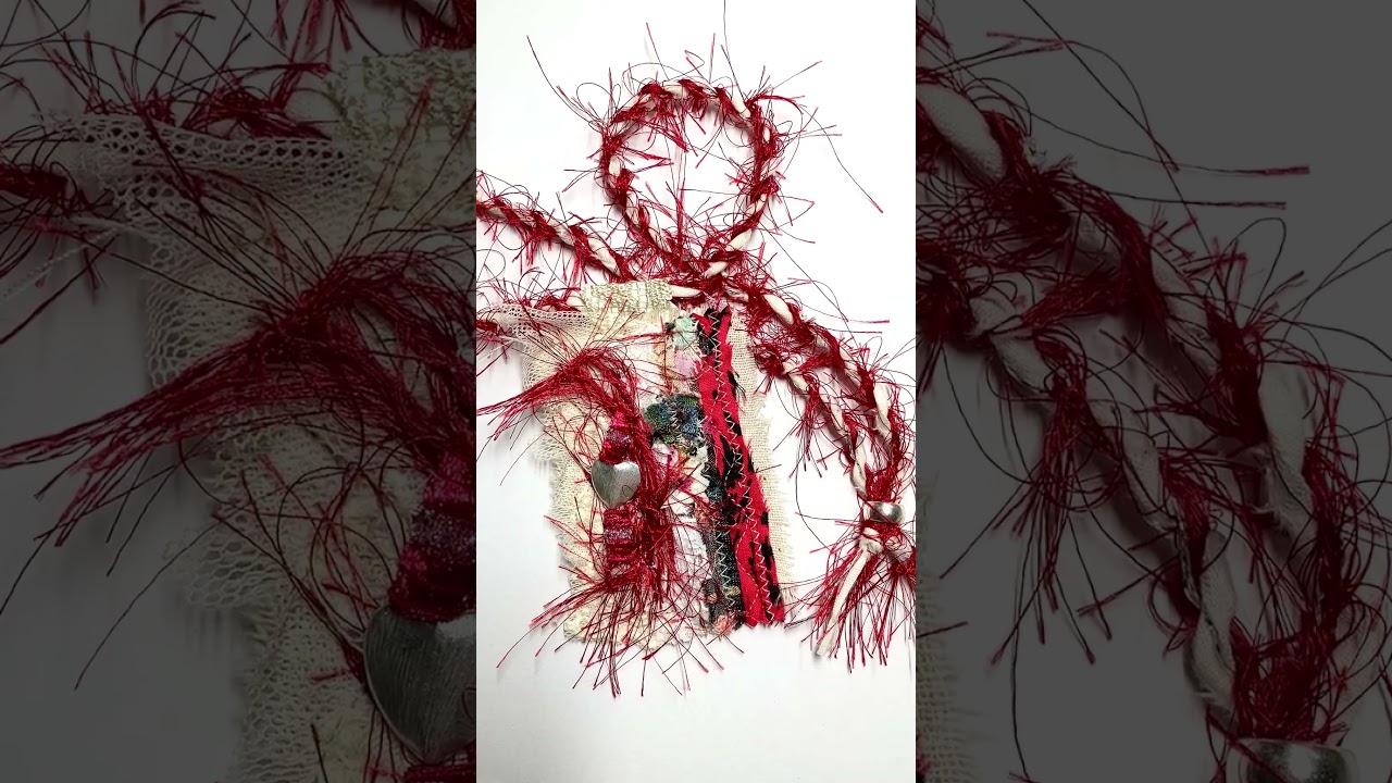 It's coming up RED at Icky Chic Designs - Festive Textile Necklace or Junk Journal Closure.