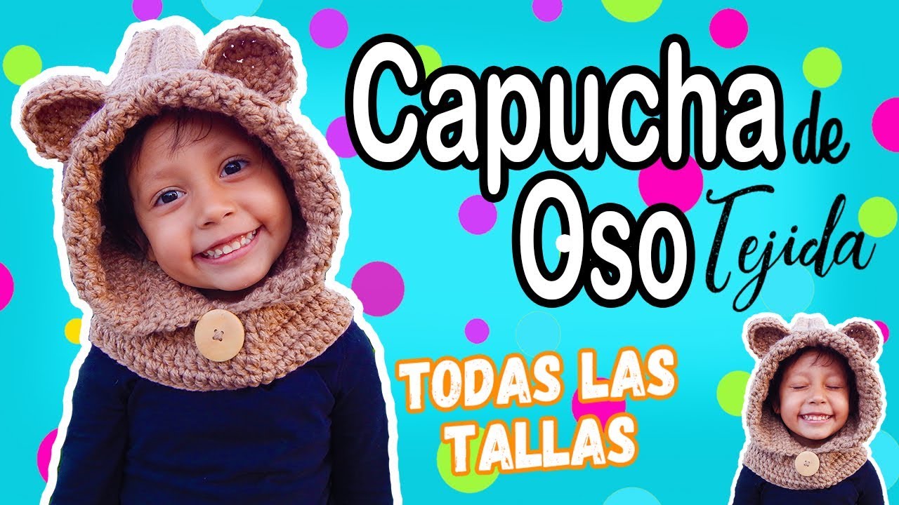 Capucha de oso con cuello tejida a crochet | TODAS LAS TALLAS
