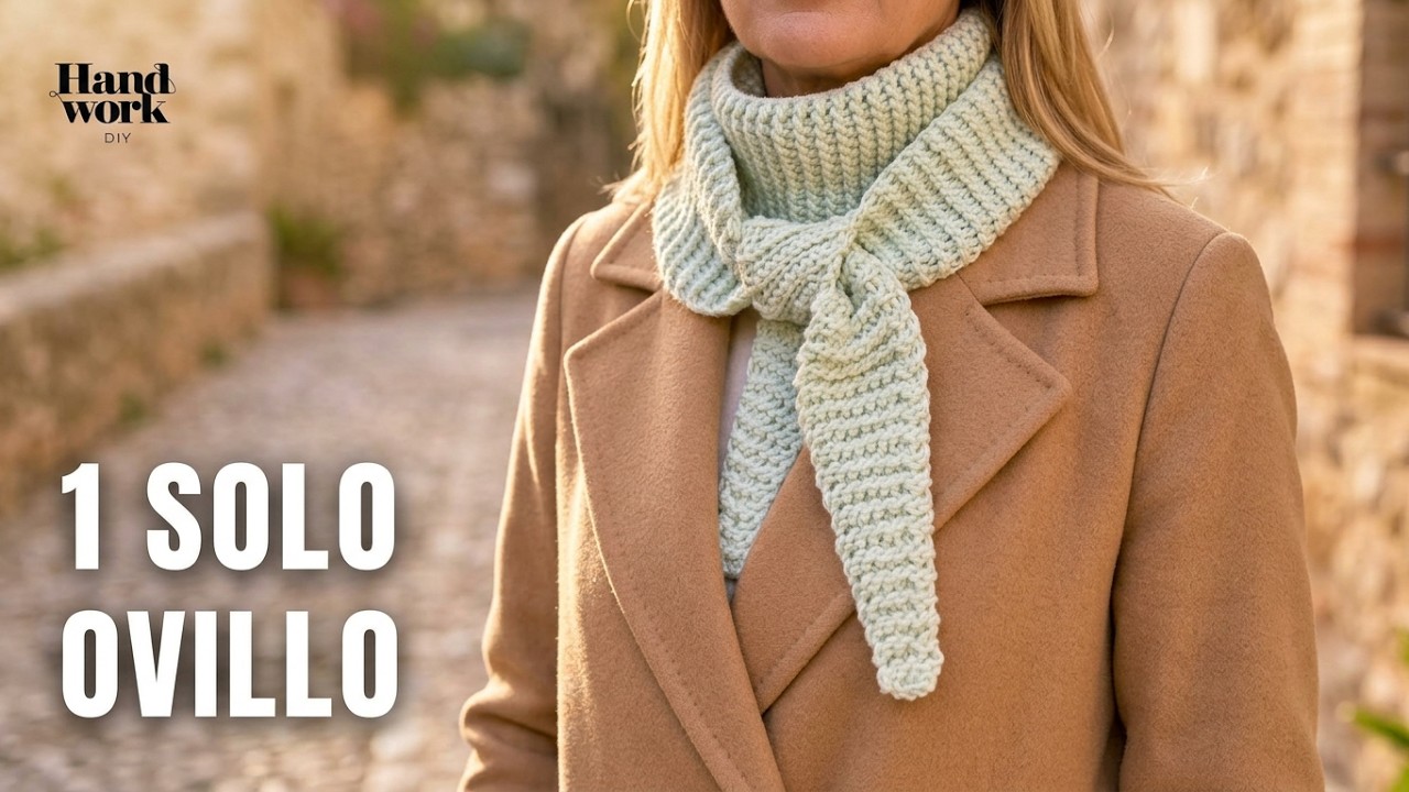 BUFANDA DE MODA ✨ 1 SOLO OVILLO · Punto que imita dos agujas (queda preciosa)