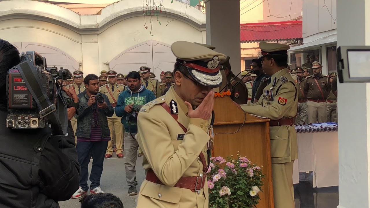 DGP UP Sri OP Singh saluting the national flag on the occasion of Republicday2018 at DGPHQ Lucknow.