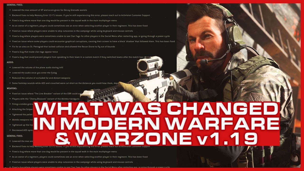 Patch Notes for Call of Duty Modern Warfare Update 1.19 (What was changed in MW & Warzone)