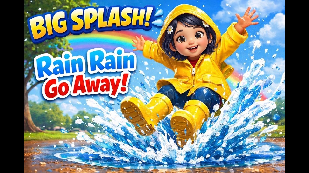 BIG SPLASH! 💦 Rain Rain Go Away Song for Kids | Puddle Jumping Fun | Ember Tales