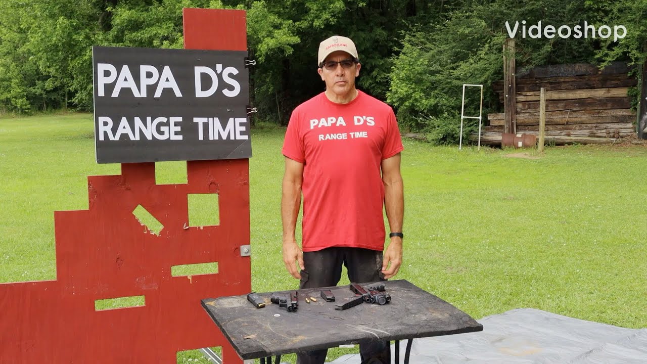 Glock Model 37 & 39, 45 GAP shooting steel on the backyard range at 17 yards