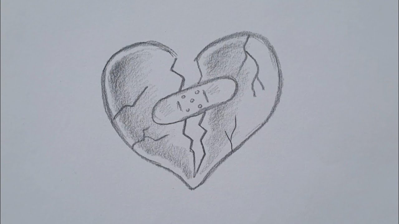 Como dibujar un corazón roto de forma sencilla - tutorial de dibujo paso a paso