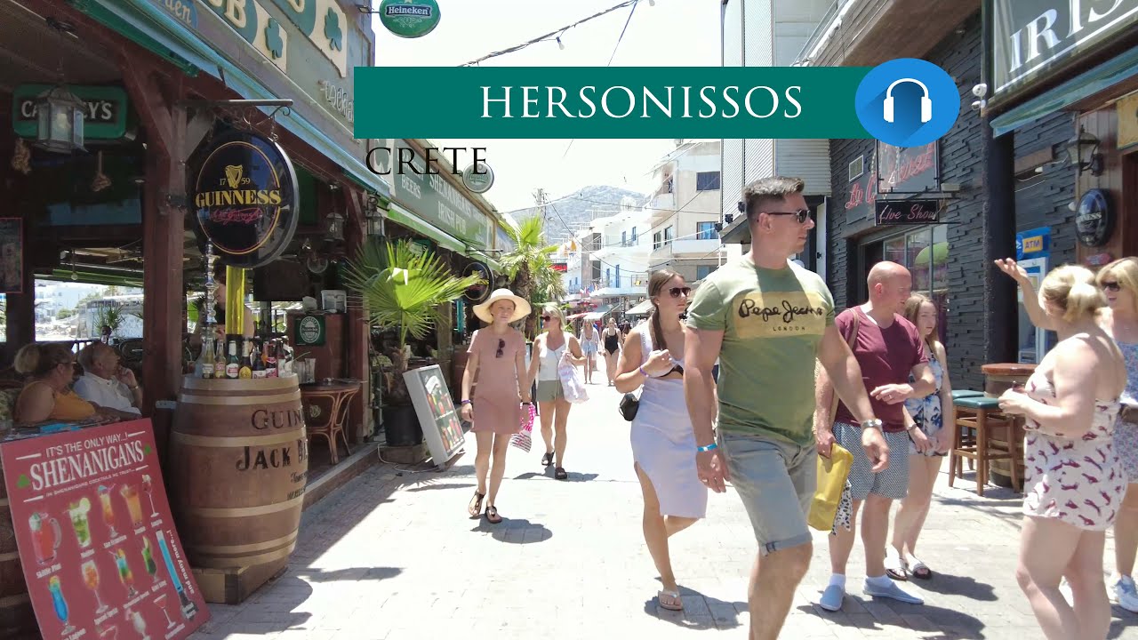 🌍 Exploring Hersonissos Town, Crete | 4K Walking Tour & Local Experience 🚶‍♂️✨