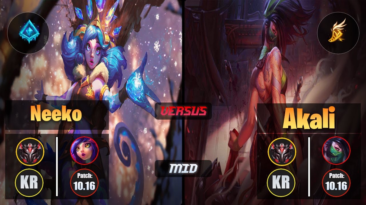 GrandMaster NEEKO [Glacial Augment] (Mid) VS  AKALI - Grandmaster KR Patch 10.16