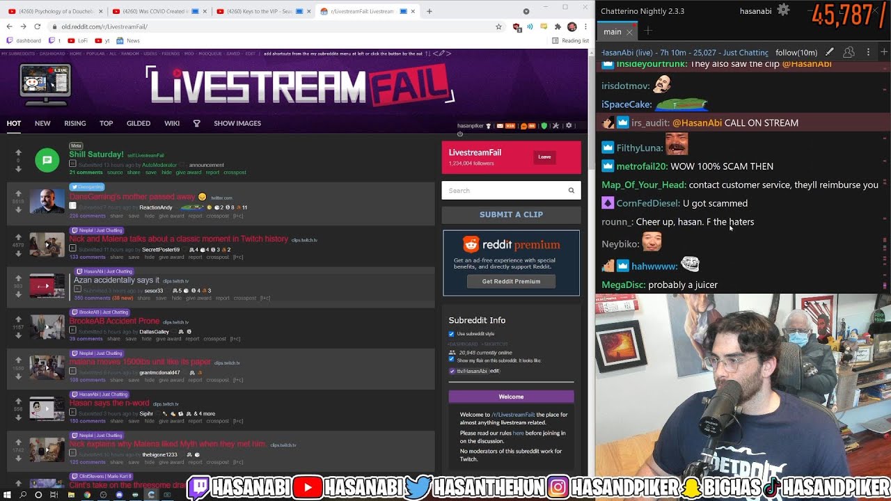 Hasanabi Reacts -Live Stream Fails (LSF)
