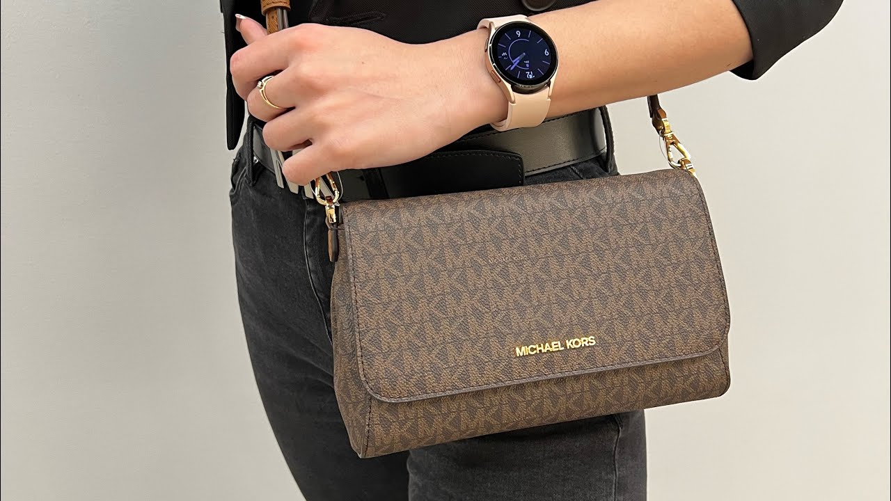 Распаковка сумки MICHAEL KORS Medium Logo Convertible Crossbody Bag (brown)