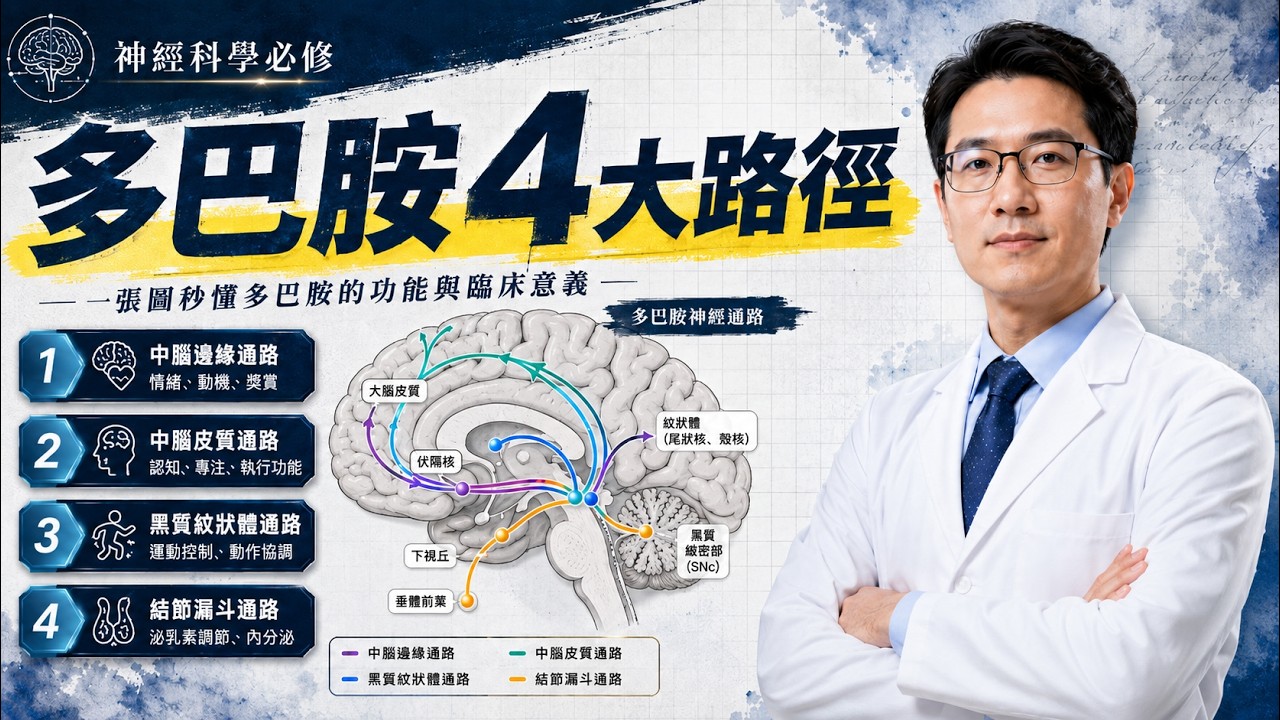 更新版-大腦多巴胺四個主要作用路徑與第1代與第2代抗精神藥物特性與差異