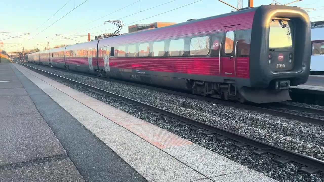 Trains passing and on Ringsted station