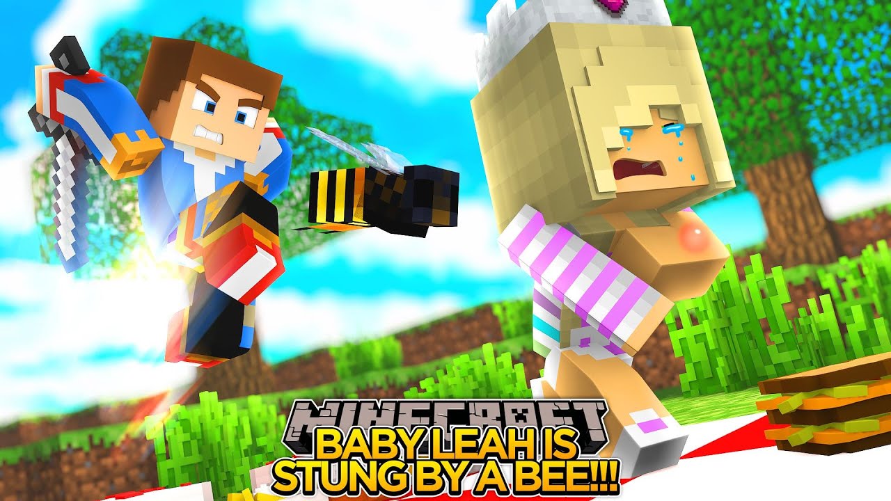BABY LEAH IS STUNG BY A GIANT BEE!!! - Minecraft - Baby Leah Adventures.