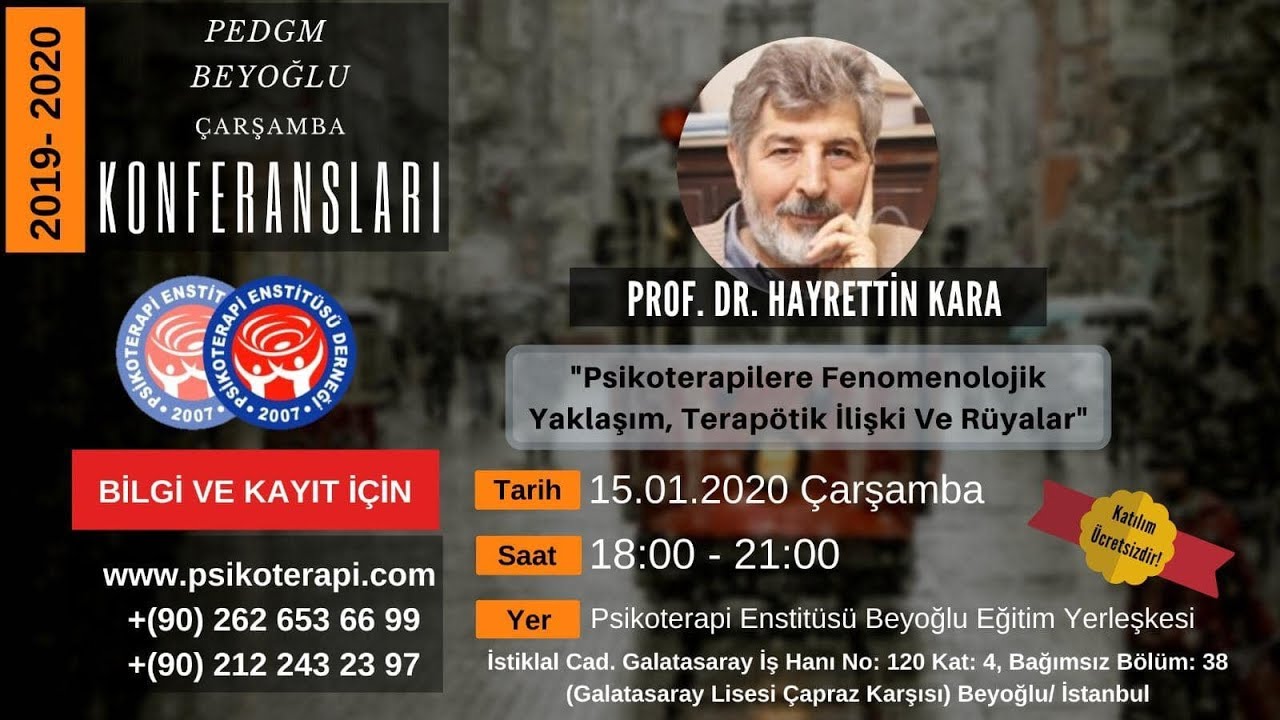 Prof. Dr. Hayrettin KARA “Psikoterapide Fenemonolojik Yaklaşım, Terapötik İlişki ve Rüyalar”